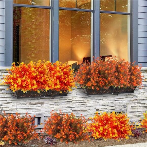 12 Bundles Artificial Fall Flowers No Fade Faux Autumn Plants, Fake Indoor - Picture 7 of 8
